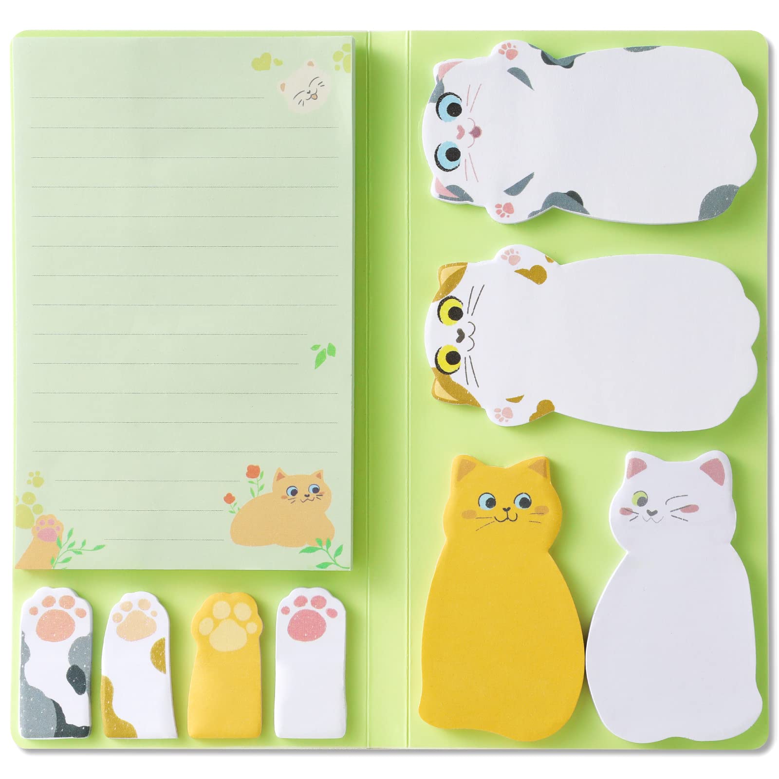HASTHIP Cat Sticky Notes Set - Cute Sticky Note Animal Divider Tabs Bundle Writing Memo Pads Page Marker, Sticky Notes Pads for Cat Lovers Kids School Office Home Students Supplies Gifts