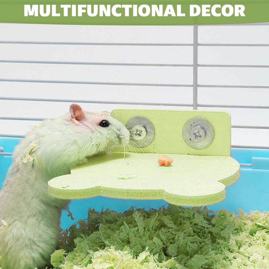 Qpets Hamster Standing Board for Cage PVC Cartoon Jumping Board Screw Fixed Stand Platform Small Pet House Decor Bird Cage Decor, 15x10x1.5cm