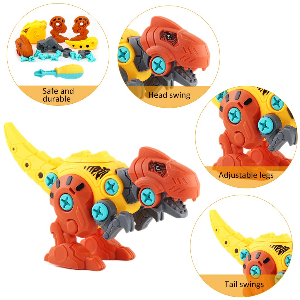 PATPAT Dinosaur Toys for Kids STEM Construction Building Toys for Kids,Dinosaur Toy with Toy Screwdriver Dinosaur Egg Assembling Building Block Toy Birthday Gifts for 3-8 Year Old Boys Girls (Orange)