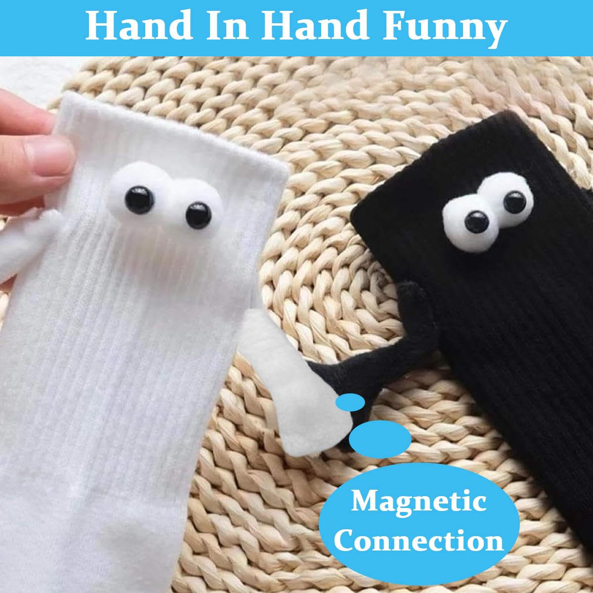 PALAY 2 pair Cotton Socks Unisex Socks Funny Couple Socks Ankle Socks for Men Women Home Socks Floor Socks Friendship Gift Christmas Gift (Black & White)