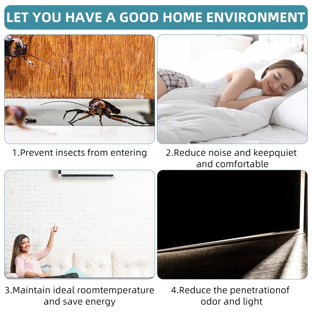 HASTHIP Door Sweep Sealing Strip for Home, 3.3ft Aluminum Alloy Door Sweep Strip for Home Door Gaps, Dust Stopper Door Seal Sweep for Exterior Home Cockroach Insect Draft Stopper