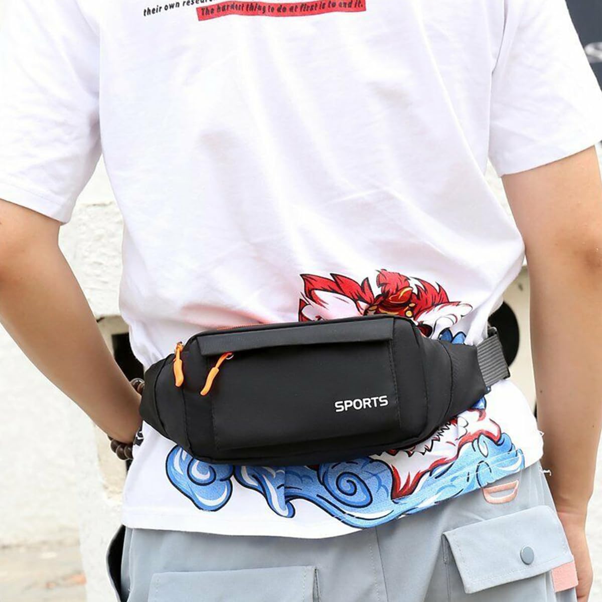 GUSTAVE Waist Bag for Running Unisex, Stylish Chest Bag for Men Women, Small Fanny Pack, Waterproof Nylon Waist Pack for Outdoor Hiking, Running, Travel, Black