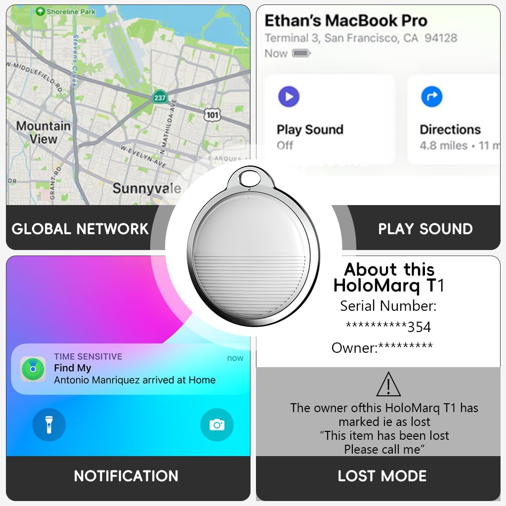Verilux Anti-lost Tag Compatible with Find My App Key Finder with Sound Alarm Item Locator Tracker Bluetooth Key Finder AirTag Alternatives Battery Operated, Only for iOS Find My App