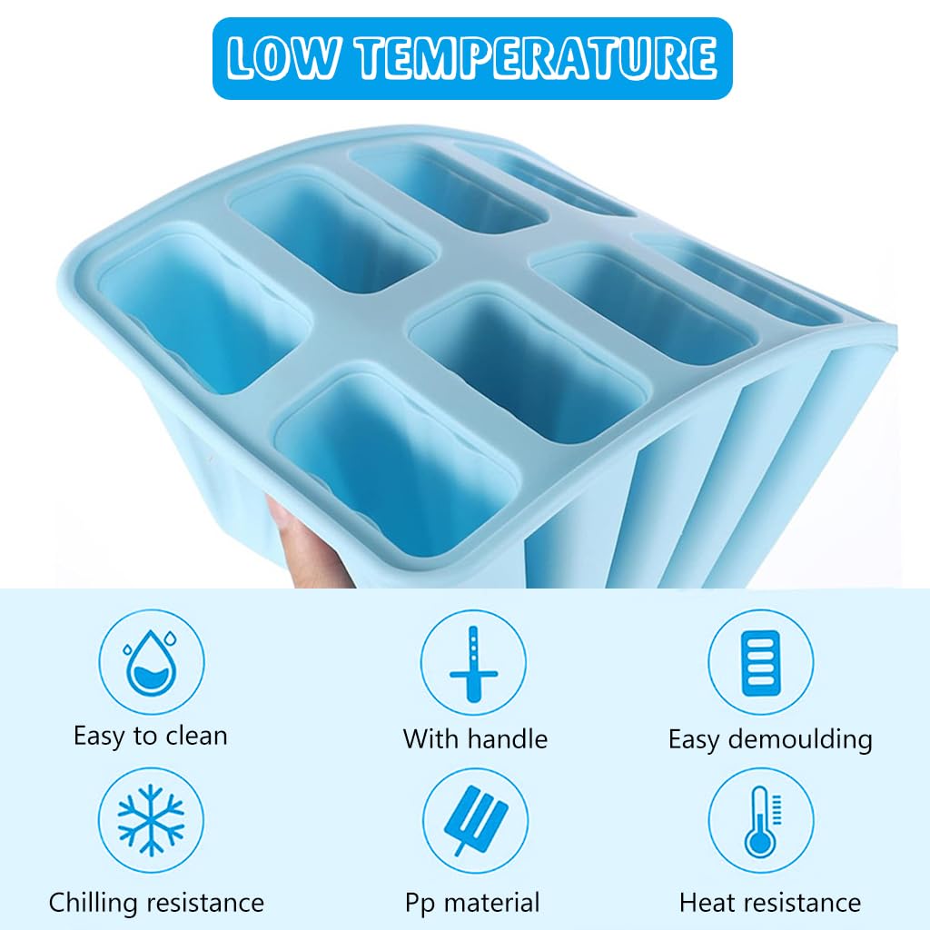 HASTHIP Popsicle Molds, 10 Pieces Popsicle Molds Reusable Silicone BPA Free Ice Pop Easy Release Popsicle Molds With Silicone Funnel & Cleaning Brush
