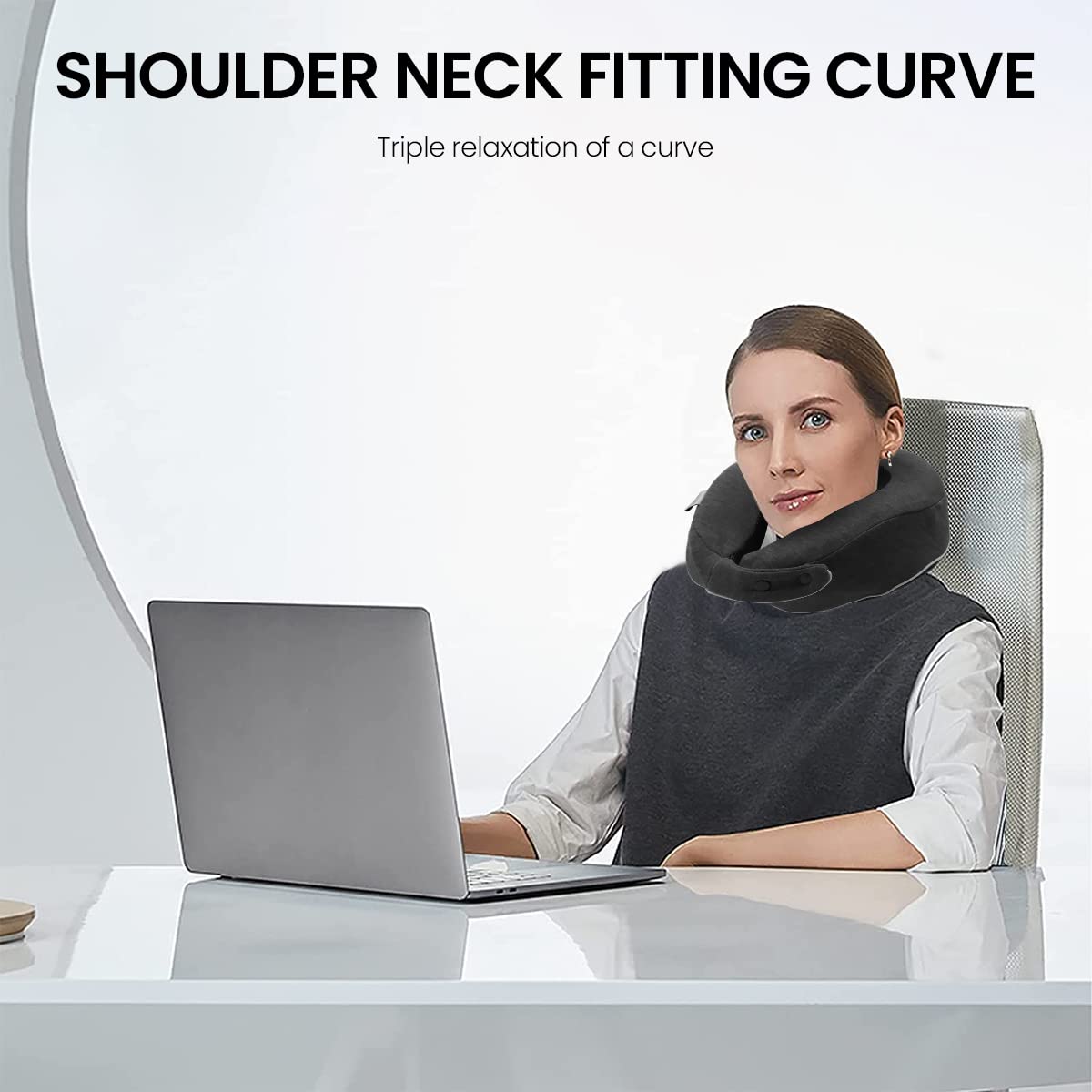 HANNEA Travel Neck Pillow Memory Foam U-shape Neck Pillow for Travel, Adjustable Neck Pillow Ergonomic Neck Pillow for Sleeping, Support Head, Neck