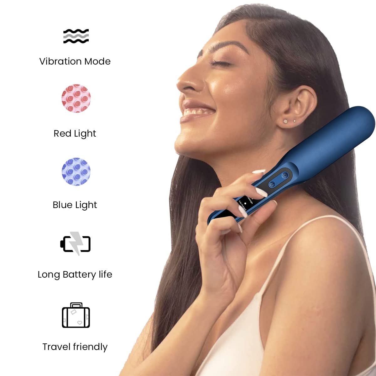 MAYCREATE Phototherapy Head Massager Brush, Stimulate Hair Growth Red/Blue Light Hair Brush Massager Scalp Massage Reduce Hair Loss Relieve Headache Dizziness Scalp Hair Care