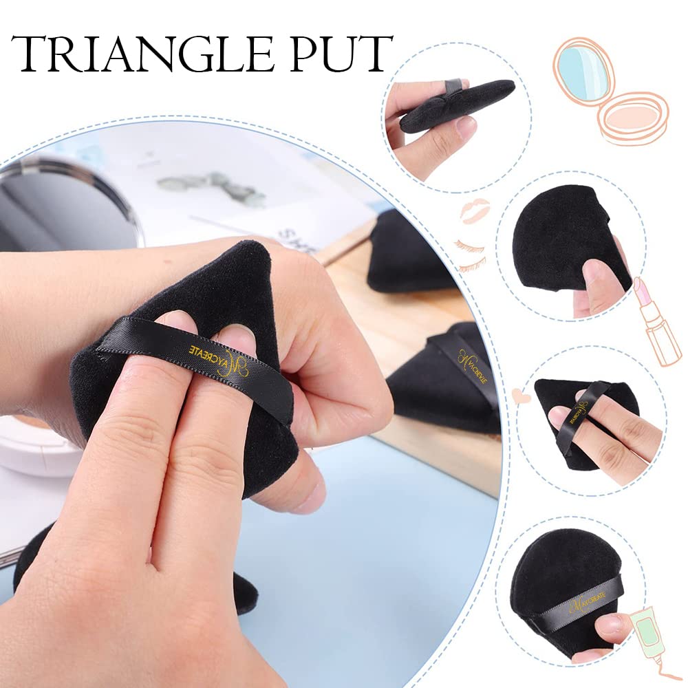 MAYCREATE 10pcs Triangle Powder Puff for Women Face Dry Wet Use Makeup Puff for Loose Powder Body Powder, Wedge Shape Velour Cosmetic Sponge for Contouring, Under Eyes and Corners