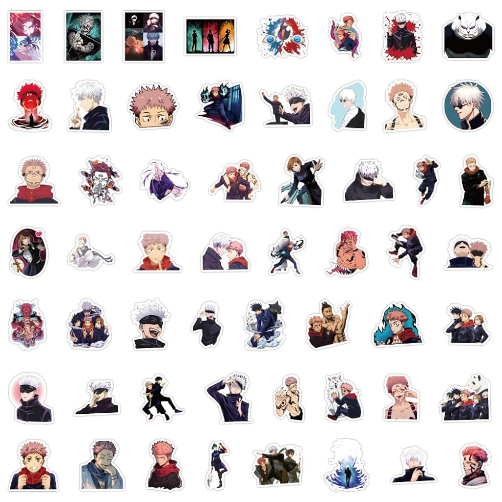 HASTHIP 110Pcs Anime Stickers - Demon Slayer & Jujutsu Kaisen Characters Waterproof PVC Stickers for Laptop, Phone Case, Guitar, Luggage, Phone Cases, Water Bottles, Scrapbooks & Photo Albums
