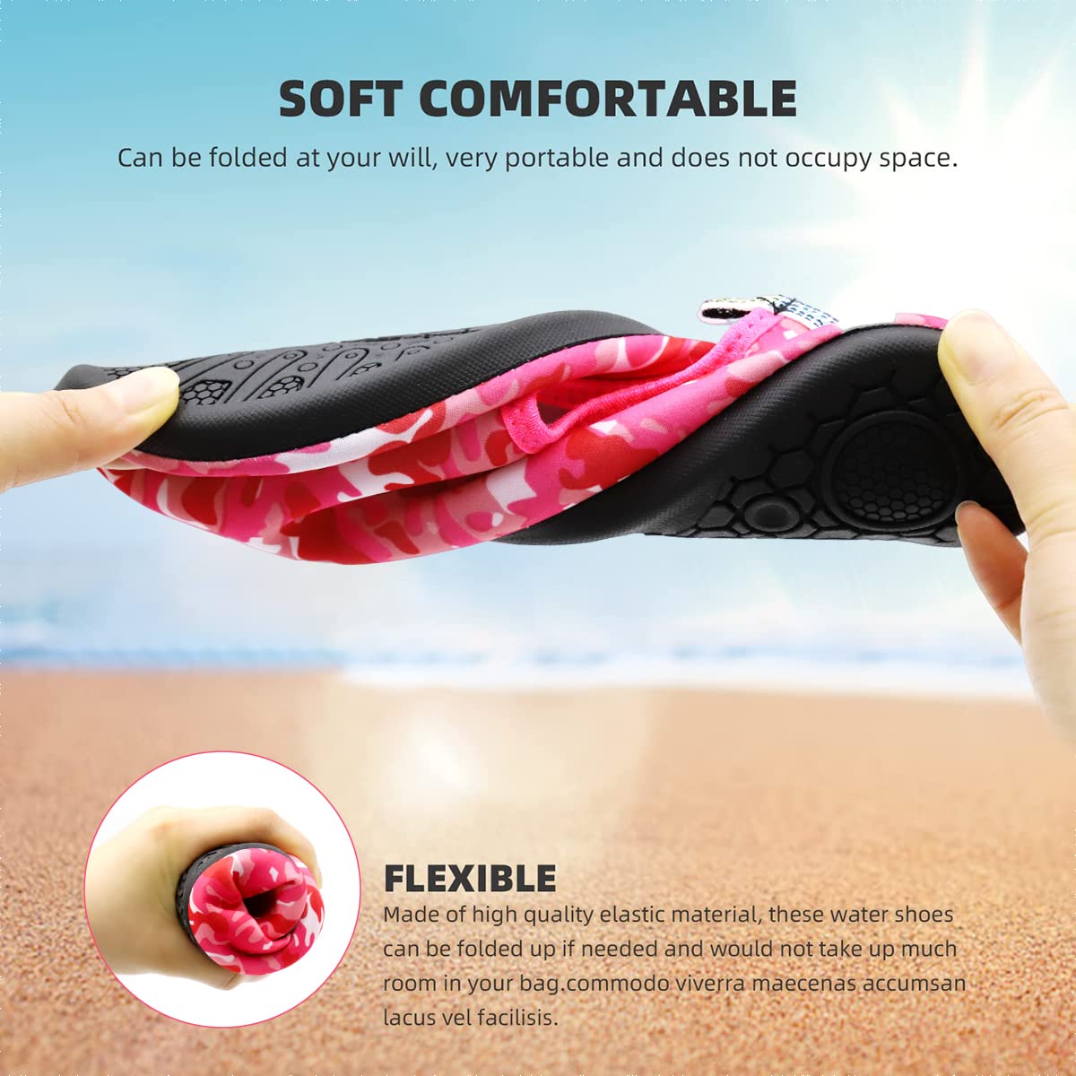 PALAY Water Shoes for Men Women, Quick Dry Barefoot Aqua Yoga Socks, Outdoor Thicken Anti-Slip TPR Rubber Sole Breathable Aqua Socks for Surfing Yoga Indoor Fitness(UK3-3.5)