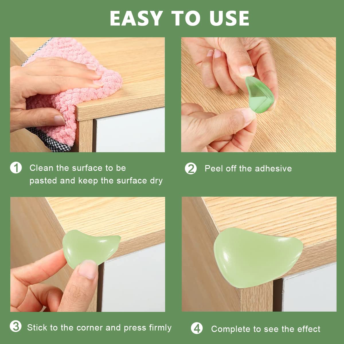 HASTHIP 10pcs Home Safety Luminous Round Table Smooth PVC Corner Protector,Self Adhensive Guard for Table,Furniture,Sharp Edges Baby Anti Collision Corner Guard