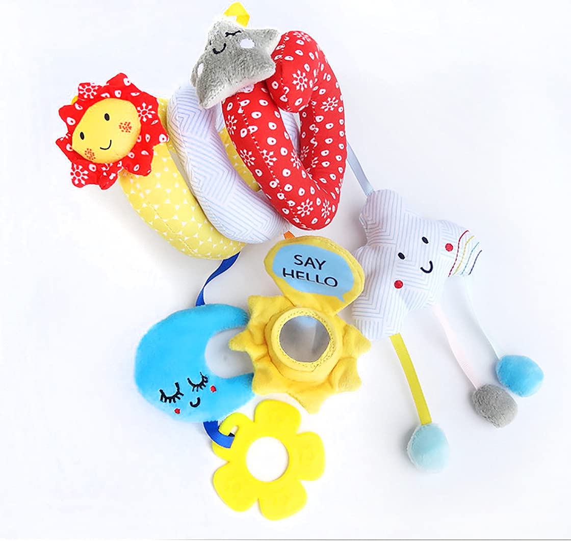 SNOWIE SOFT Activity Spiral Stroller, Bed Hanging, Baby Car Seat Pram Toy with Mirror for 0 to 12 Months Baby Boys and Baby Girls (Stars, Multicolour)