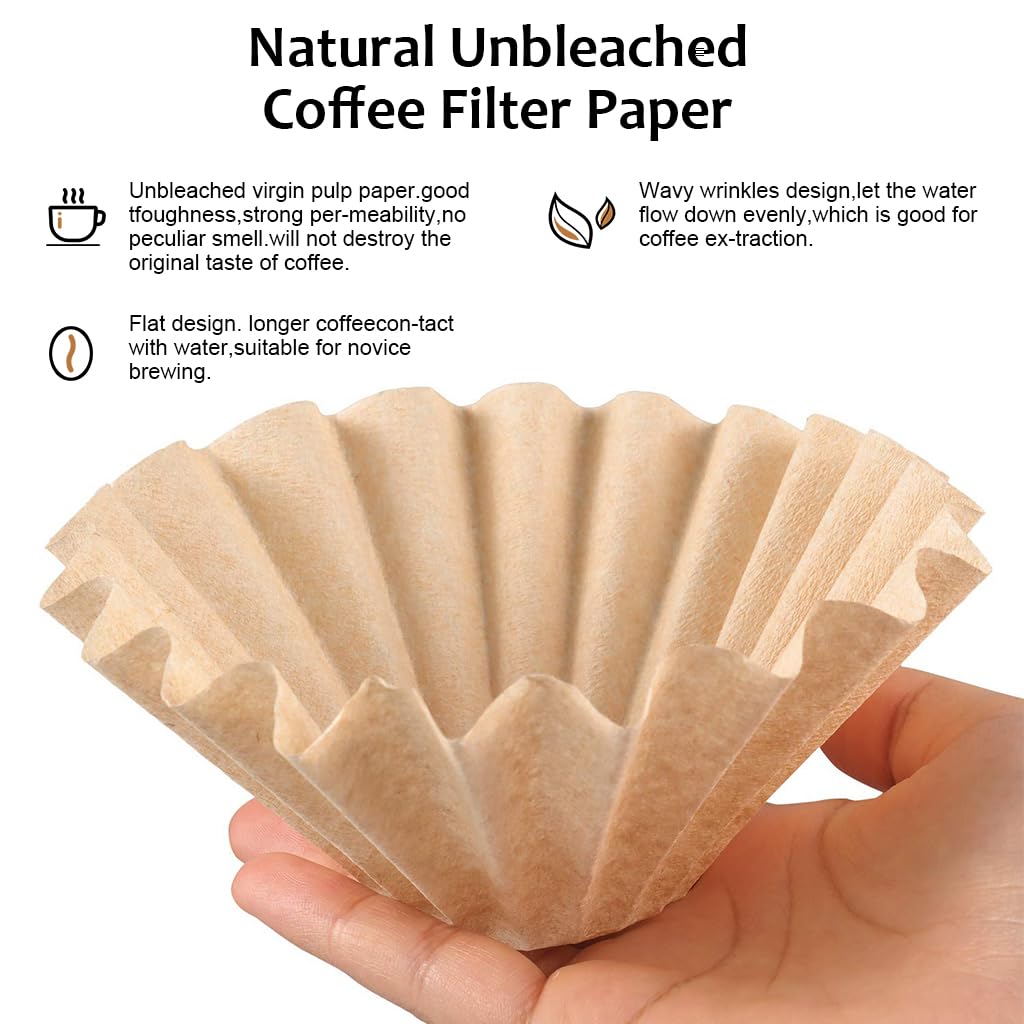 Supvox 100 Counts Basket Coffee Filters Basket-Shaped Coffee Filter Paper for Drip Coffee Maker Natural Unbleached Disposable Coffee Filters Paper