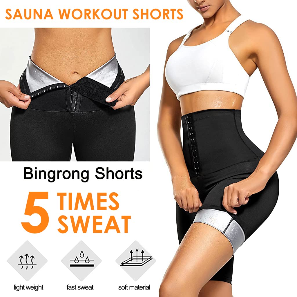 Optifit Hot Sweating Shapewear Pant for Women, Fat Burning Body Shaper for Tummy and Hips, Slimming Capri Pant Sauna Waist Cincher for Weight Loss Women with Neoprene Blue Film Coating Lining (L)