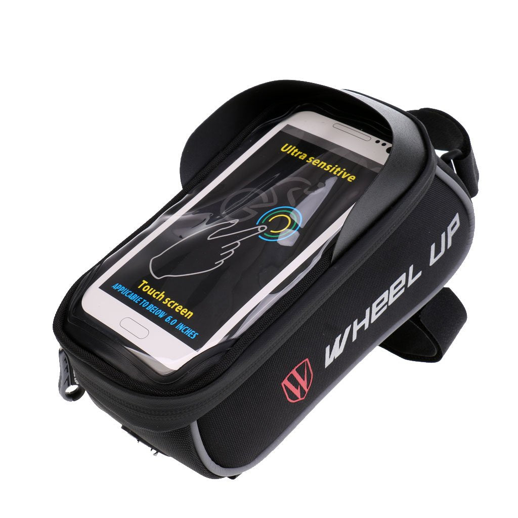 Proberos PLAY HARD Waterproof, Headphone Hole, Thermoplastic Polyurethane (TPU) Touch Screen, Bicycle Bag Frame Bags Suitable for Smartphones Within of 6 inches (Black)