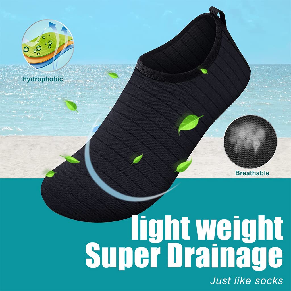 PALAY Quick Dry Beach Shoes for Women Men Anti-Slip Rubber Sole Water Shoes, Outdoor Lightweight Breathable Surfing Yoga Indoor Fitness Shoes (US 5-5.5 Men / 6.5-7 Women) Black