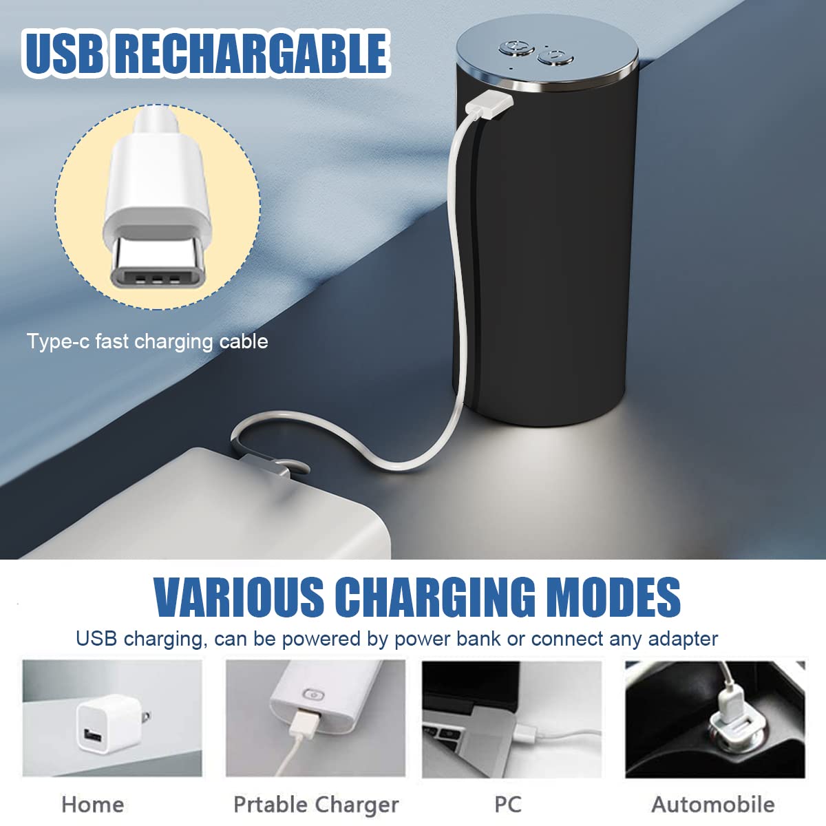 HASTHIP USB Electric Water Dispenser Pump with Fold Down Spout, Portable Cordless Water Pump, Universal 1-5 Gallon Water Can Automatic Water Bottle Pump Dispenser for Home Office Outdoor Camping