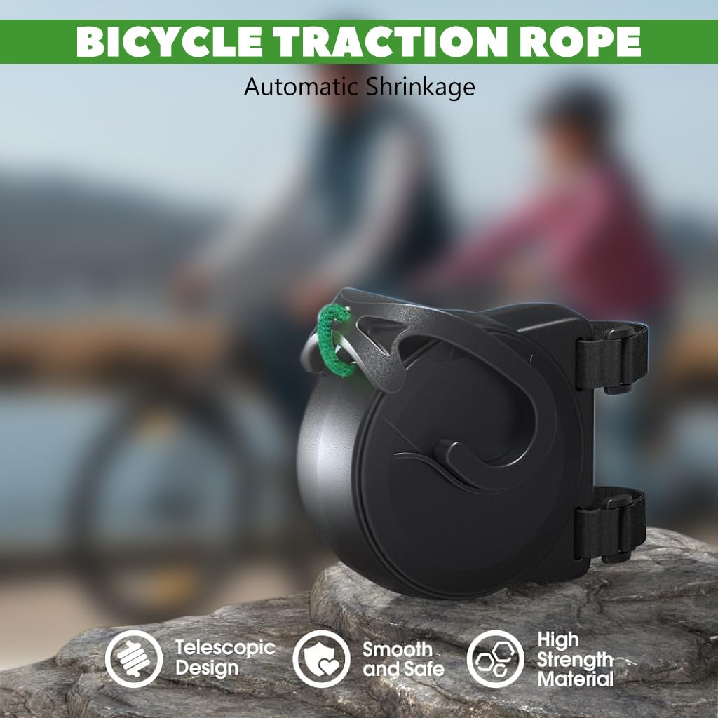 Proberos Bicycle Tow Rope 7.2-8.2Ft Telescopic Nylon Bike Towing Rope for Kids 450lbs High Loading Capacity Telescopic Bike Towline Highly Visible Green Nylon Bike Towing Rope for Kids