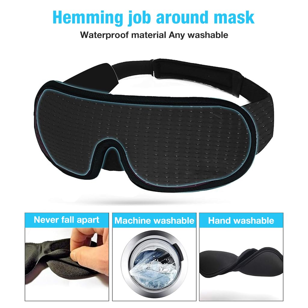 ZIBUYU Sleep Eye Mask Travel Eye Mask for Sleeping 3D Light Blocking Flight Travel Eye Mask Breathable Memory Foam Eye Mask with Adjustable Strap Portable Sleep Eye Mask for Home, Office, Travel