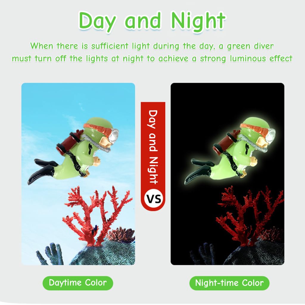 Qpets 2 Pcs Aquarium Floating Cartoon Diver Night Glow Resin Aquarium Decorative Items Fish Tank Aquarium Accessories All, Floating on Water Aquarium Decorative Item Ornament for Fish Aquarium