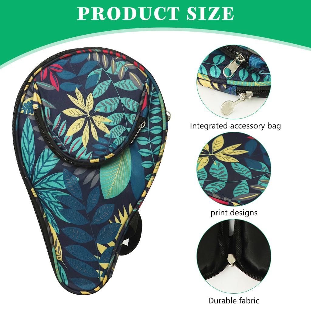 Proberos Carry Bag for Table Tennis Racket Fashion Printed Ping Pong Protective Bag Paddles Carry Bag for Girls Women Waterproof Table Tennis Racket Zipper Pouch Table Tennis Paddles Bag Travel Bag