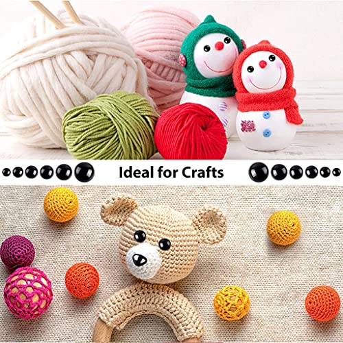 ZIBUYU 135PCS Safety Eyes with Washers for Doll, Craft Eyes Black Stuffed Animal Eyes Kawaii Eyes for Teddy Bear Crochet Plush Animal DIY Making