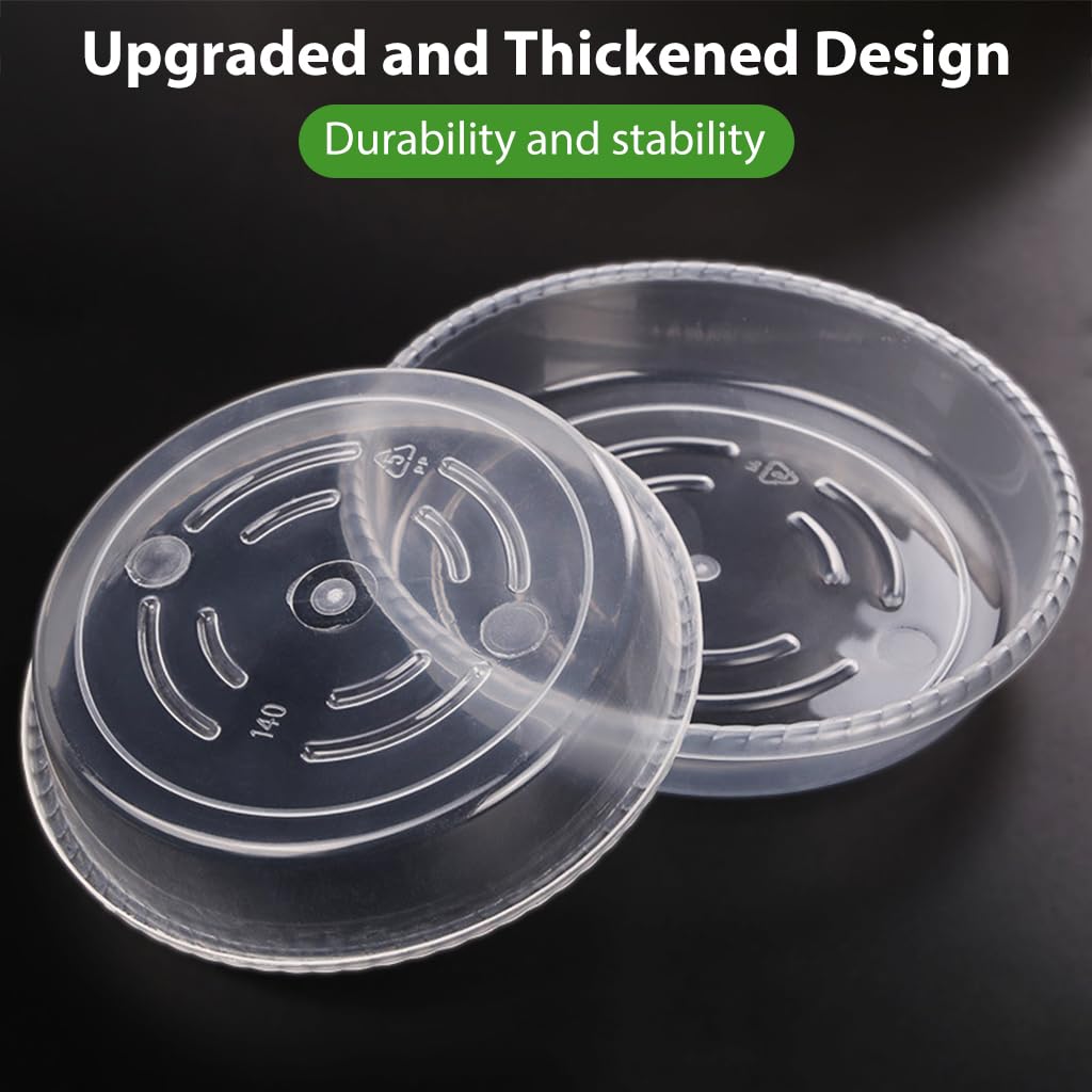 HASTHIP 12pcs Plant Plates for Pots with Grooves, 4 Sizes Pots Drainage Tray for Plants, Reusable Round Plastic Plates for Plant Pots (6.7''/8.9''/9.8'')