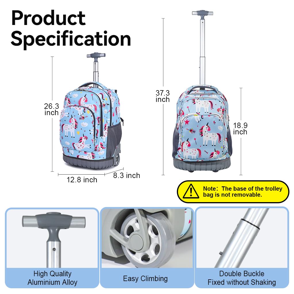 PALAY School Bag for Girls Stylish 18 inches School Bags With wheels School Backpack for Kids Boys Trolley for School Bag, Travel, Camping