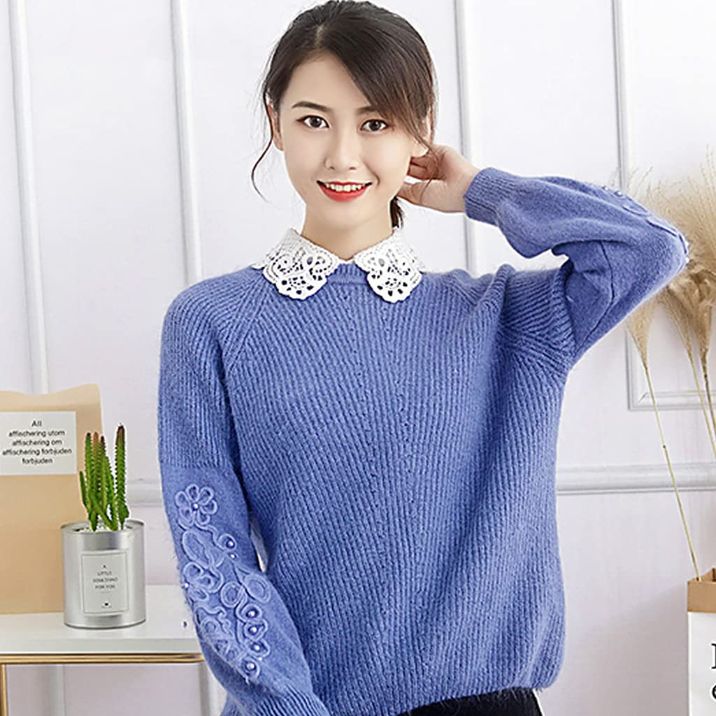 PALAY Fake Collar White Detachable Fake Shirt Collar Floral Lace Blouse Half Shirts for Women Girls Elegant Collar Shirt False Collar for Dress Tops