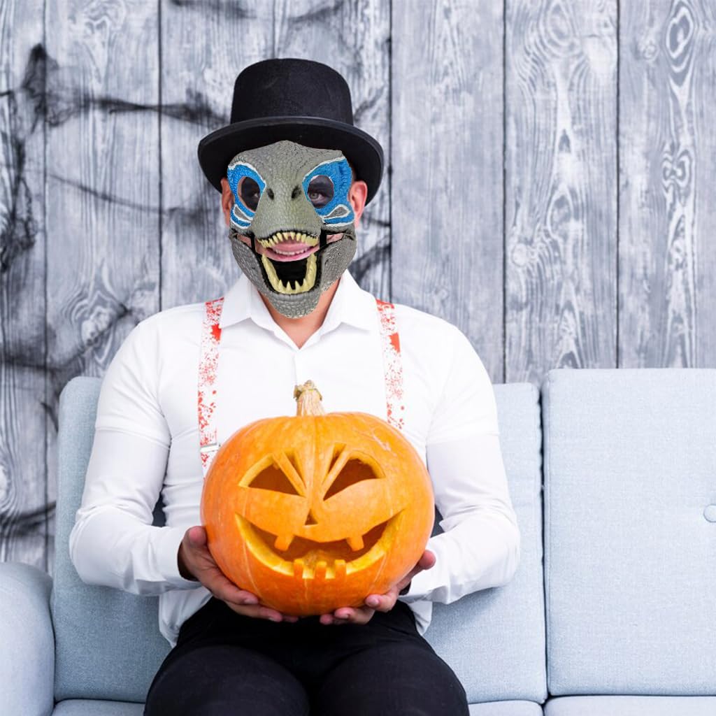 PATPAT Halloween Mask Kids Mask Dinosaur Mask Elastic Headband Dinosaur Head Mask with Moving Open Jaw Cosplay Mask Party Favor Role Play Game Prep Children's Gift