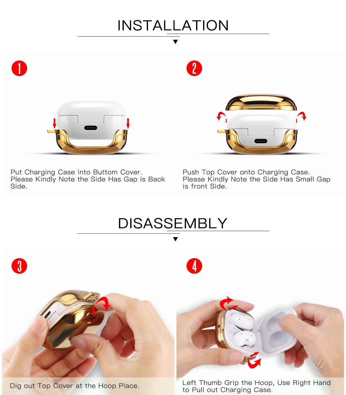 ZORBES Fashion Design Protective Cover for Samsung Galaxy Buds Pro(2021),Galaxy Buds 2,Galaxy Buds Live,Shockproof Cover for Creative Design Key Ring (Without Earphone, Seperate Pieces Design)