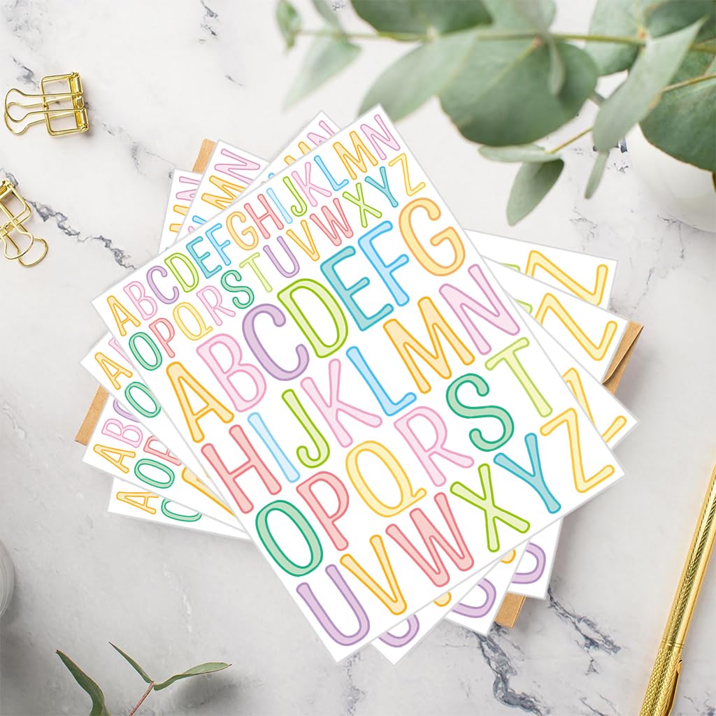HASTHIP 10 Sheets Letter Stickers 2 inches /1Inch Color Alphabet Stickers Multicolor Alphabet Stickers for Bulletin Board DIY Crafts Art Making, Scrapbook Pages, Greeting Cards