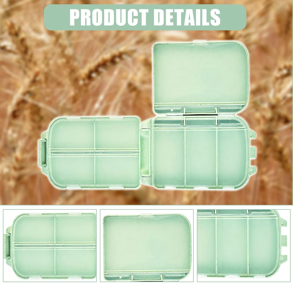 HANNEA Pill Organizer Box, Folding Design Weekly Pill Case Organizer with 8 Compartments, Portable Travel Pill Box for Pocket Purse Medicine Vitamin Holder Container