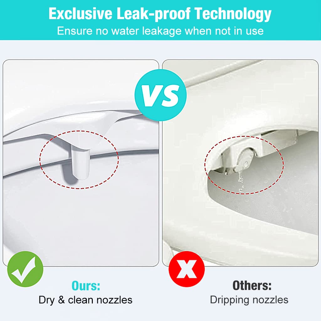 HASTHIP Adjustable Water Pressure Brass, Metal Bidet Spray for Toilet, Self-Cleaning Hidden Nozzle, Simple Non-Electric Bidet Toilet Attach Universal Fitment, White