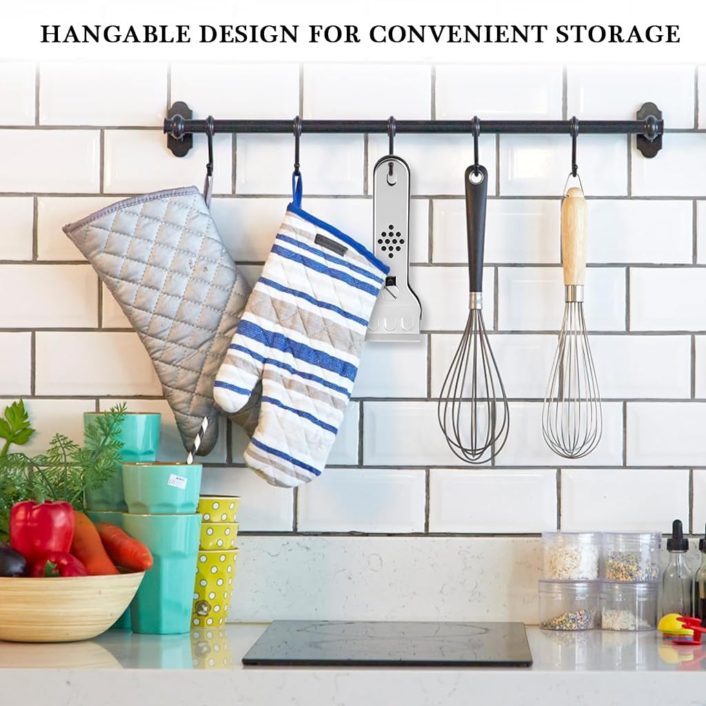 HASTHIP Ceramic Hob Scraper with 5 Blades, Wall Scraper Tool, Stainless Steel Hob Scraper with Blade Protection, Cleaning Scraper for Removing Stains on Stove, Glass and Ceramic (Silver)