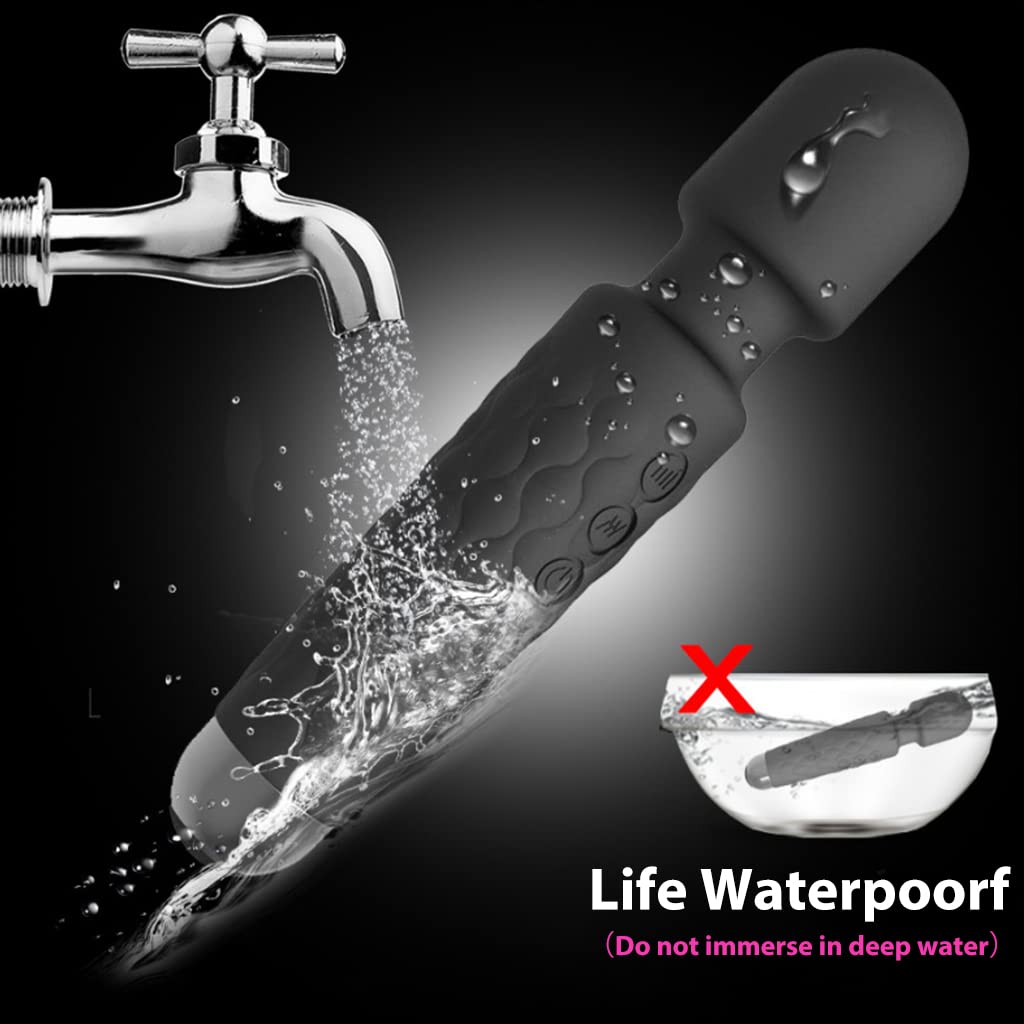 ZIBUYU Body Massager for Women, Men with 8 Powerful Speeds and 20 Vibrating Patterns, Waterproof Wireless Handheld Massager for Pain Relief, Flexible Head for Back Neck Shoulder Massage