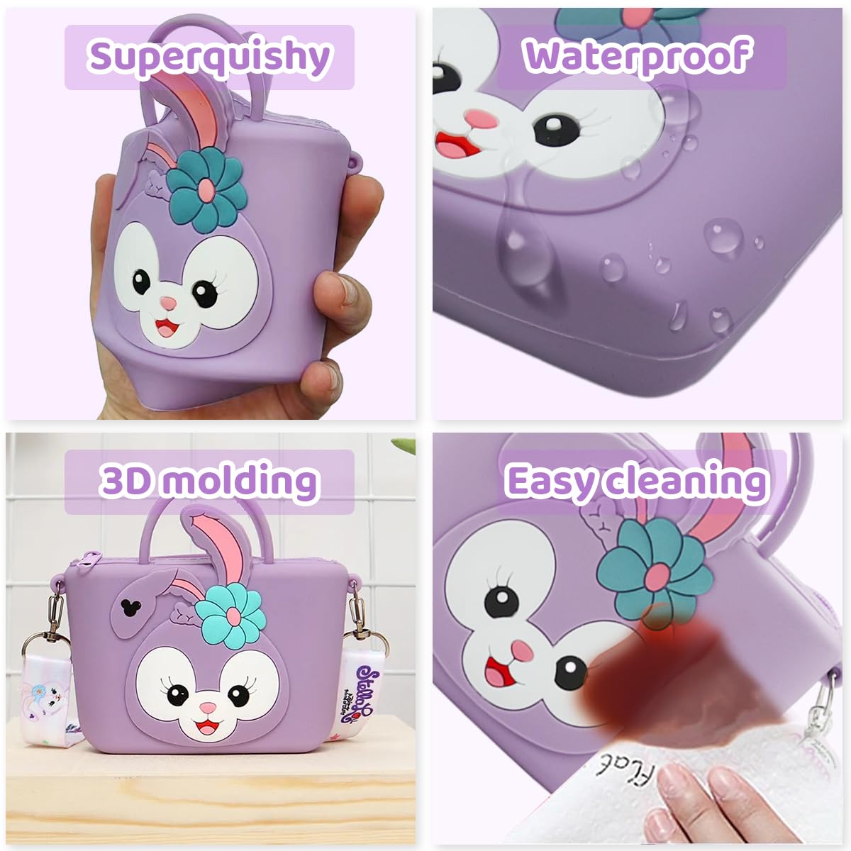 PALAY Mini Stella-Lou Silicone Cute Sling Bag for Girls Kids, Kawaii Handbag for Kids Cute Crossbody Bags Coin Bag Christmas Gift