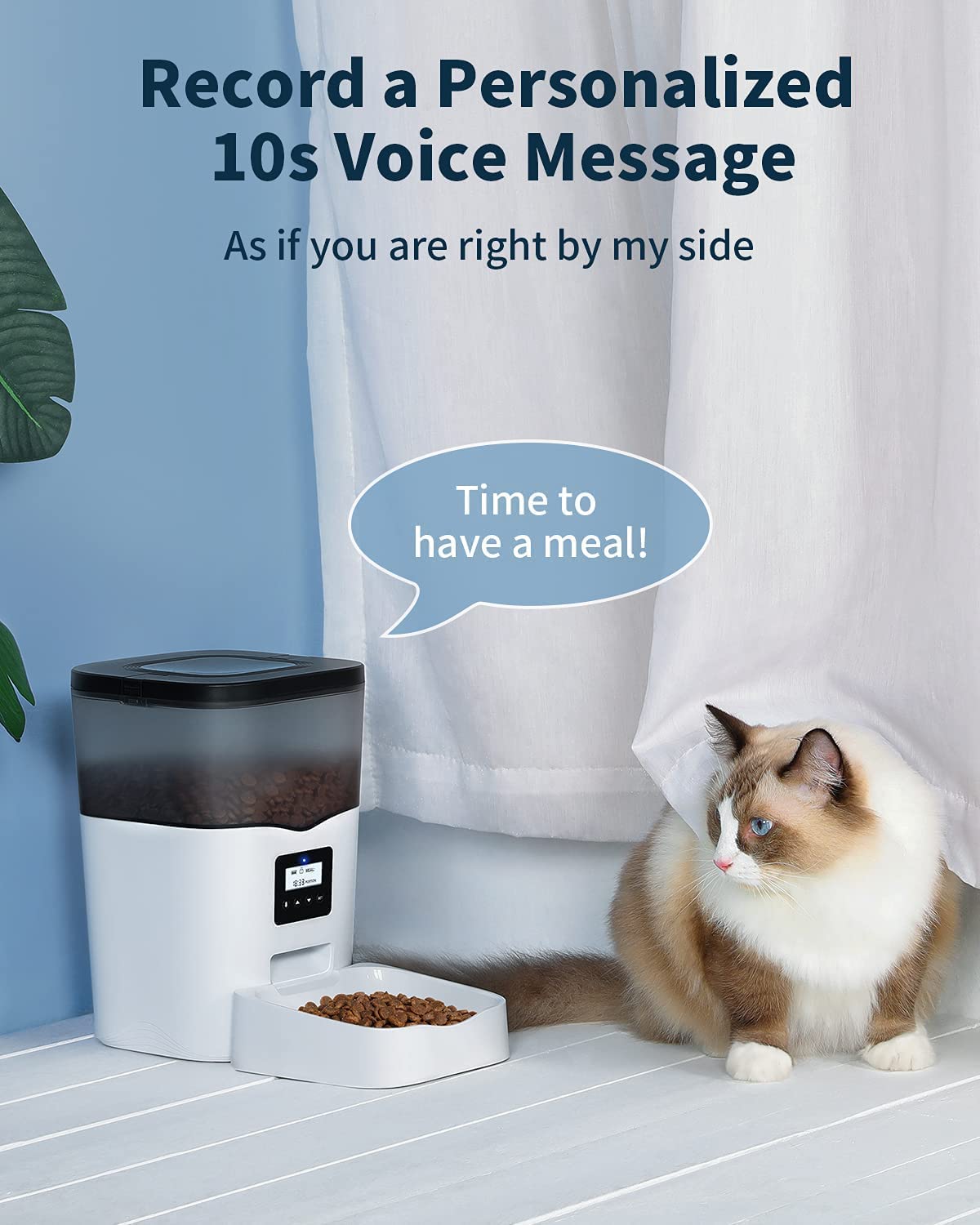 Qpets 3L Cat Dog Feeder Automatic, Automatic Cat Feeder with Voice Recorder, Auto Dog Feeder with Quantition Timed & Dual Power Supply, Cat Food Dispenser for Small and Medium Pet Dogs (White)