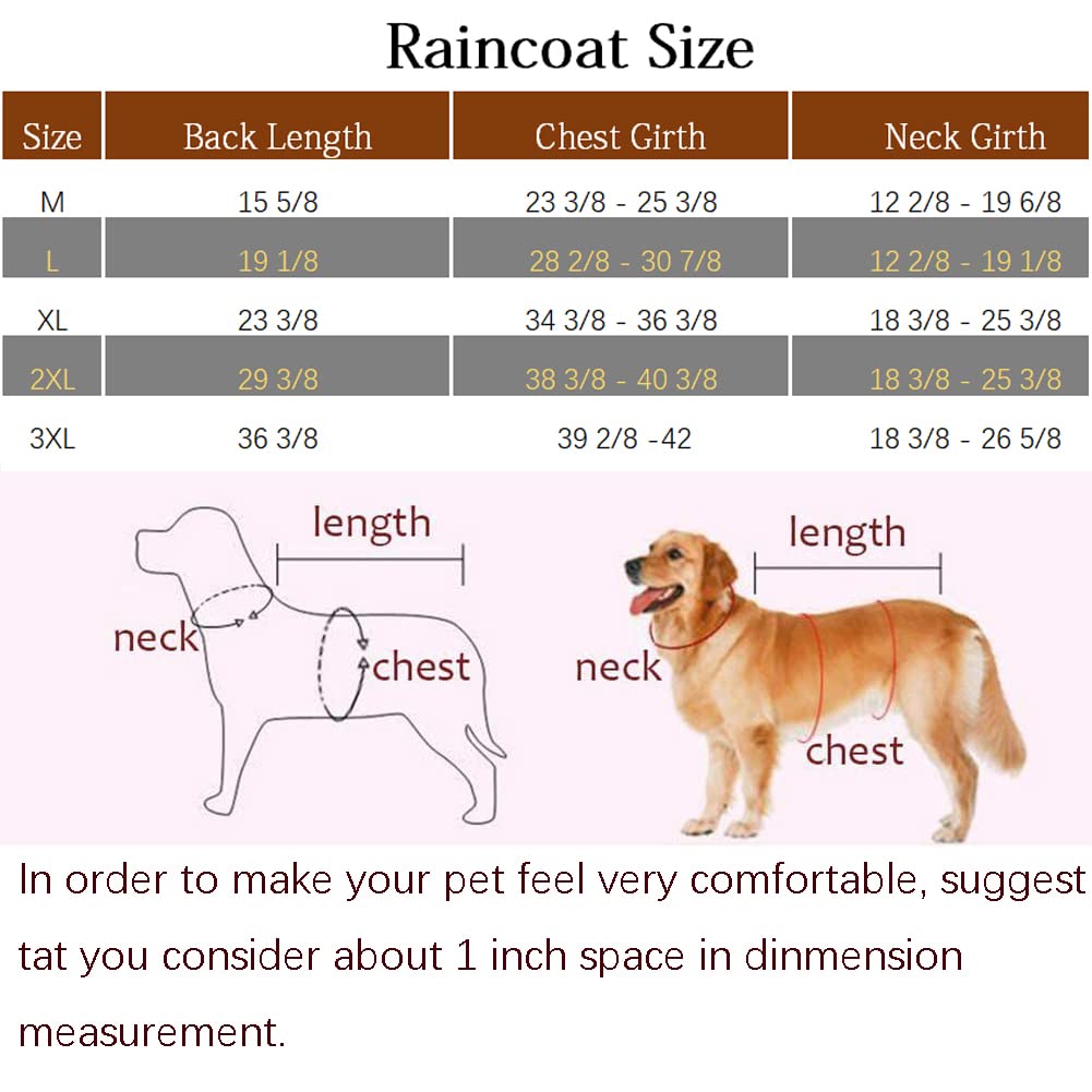 Qpets Dog Raincoat Hooded Slicker Poncho for Medium Large Dogs Golden Retriever Labradoodle Dog Raincoat Rain Jacket Poncho Hoodies with Strip Reflective(M)