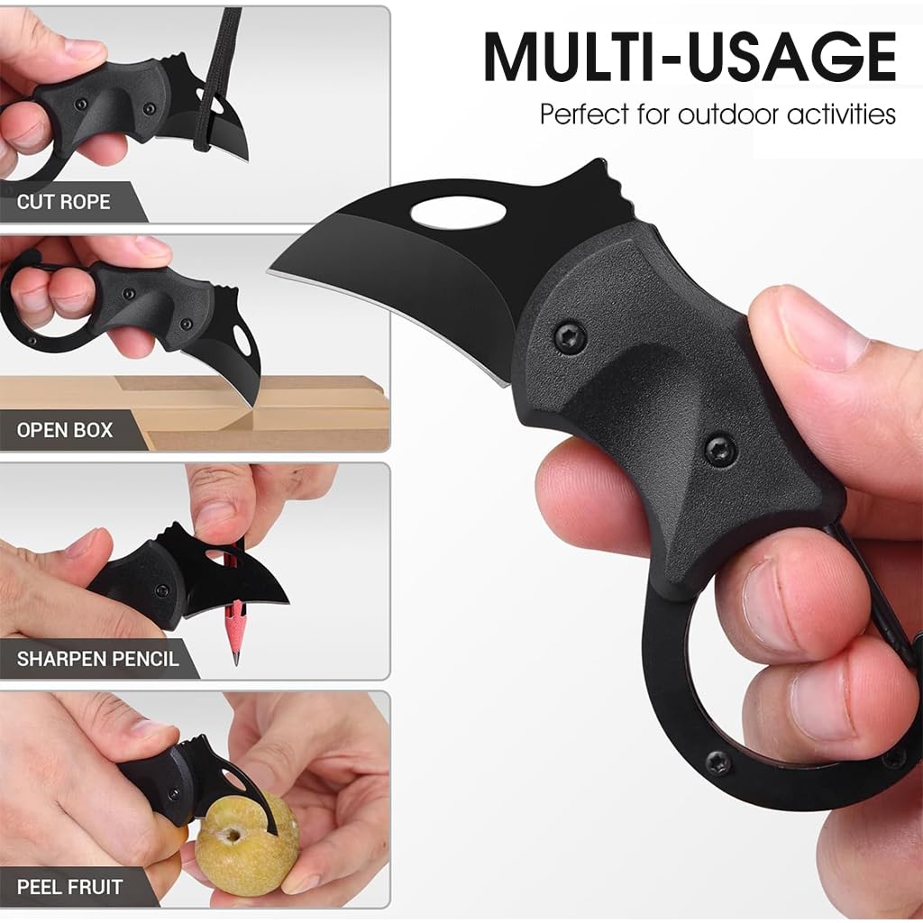 Proberos Pocket Cutter for Keychain Stainless Steel Mini 1.34 Inches Folding Cutter with Quick Release Carabiner Box Opener Cutter Self- Defence Gadget Multifunctional Folding Cutter