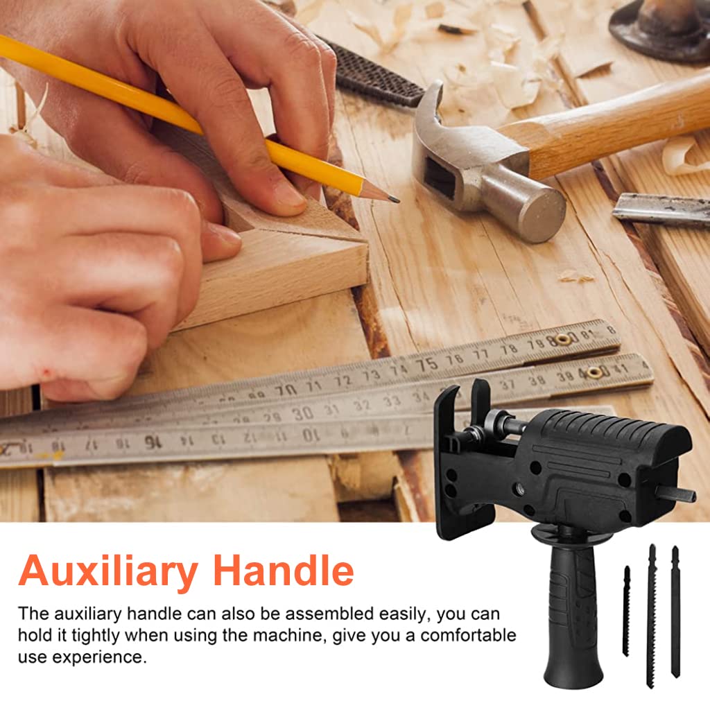 HASTHIP Electric Saws Accessory,Reciprocating Saw Adapter, Portable Electric Jig Saw for Wood Metal Cutting,Drill Machine Accessories,Woodworking Cutting Tool With 3 Sawblades