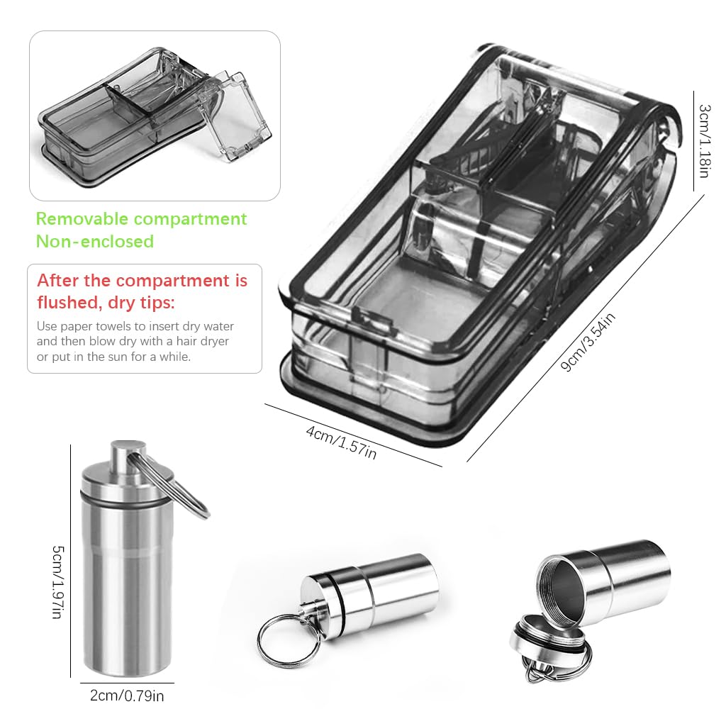 HANNEA Pill Box 2 in 1 Pill Organizer Box with Pill Cutter Multi Compartments Pill Box with Separate Moisture-proof Lid Travel Pill Box Foodgrade ABS Pill Box for Medicine, Tablets, Pills, Supplement