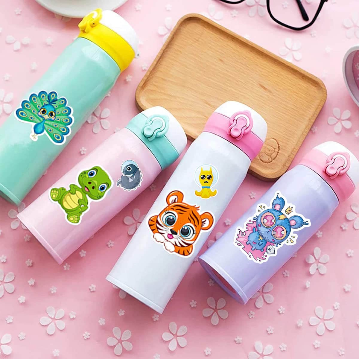HASTHIP Skin Stickers for Scrapbook Journal Cute Cartoon Stickers for Laptop Compute, Water Bottle,Travel Case, Waterproof Tape Sticker Wall Stickers for Boys Girls
