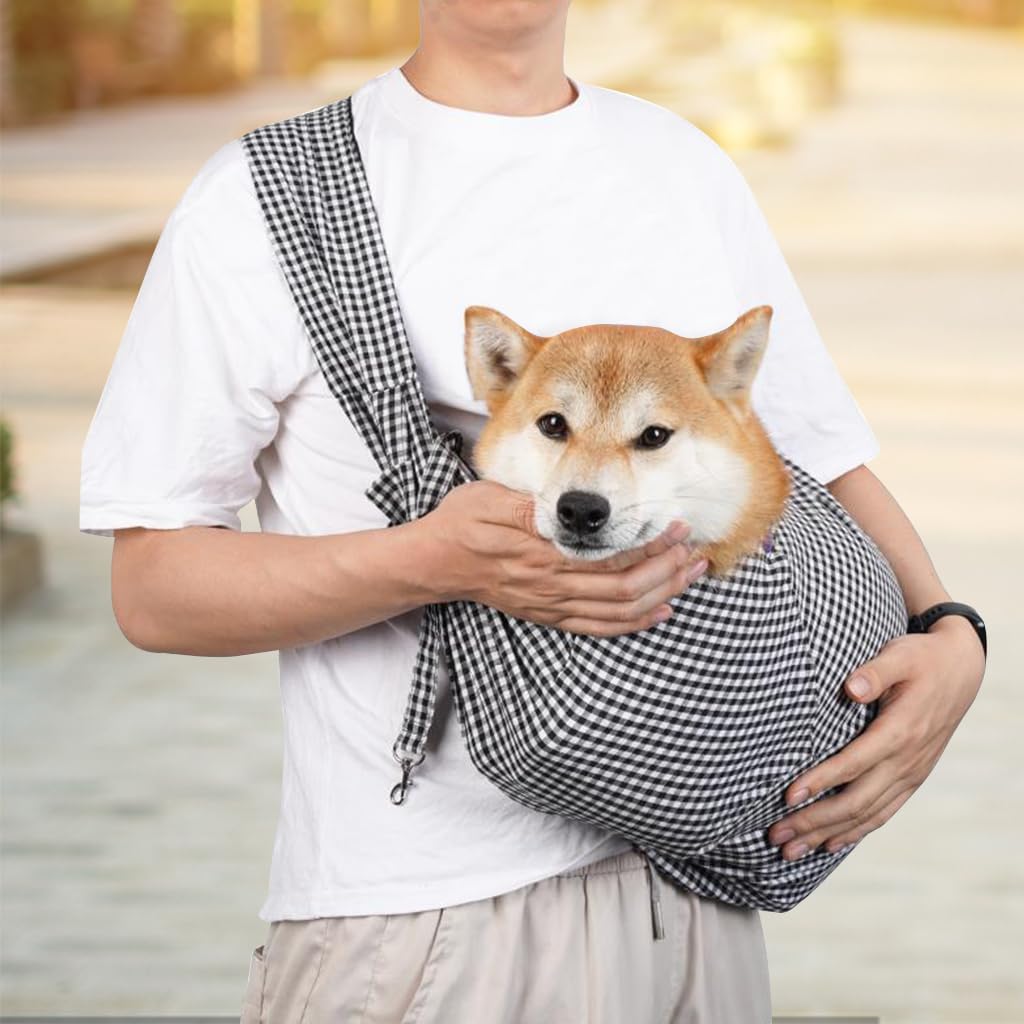 Qpets Small Dog Carrier Bag, Foldable Outdoor Cat Dog Backpack Sling Bag, Crossbody Pet Bag Adjustable Strap Dog Carrier Bag with Snap Button Shoulder Bag (Suitable for 7.5kg Below)