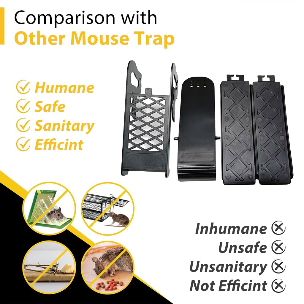 HASTHIP Mouse Trap for Mice, Rats, Chipmunks, Squirrels, Hamsters and Other Rodents, Reusable Trap Bucket Rat Catcher, Trap Door Style, Auto Reset, Humane Not not Fatal(Bucket Not Included)