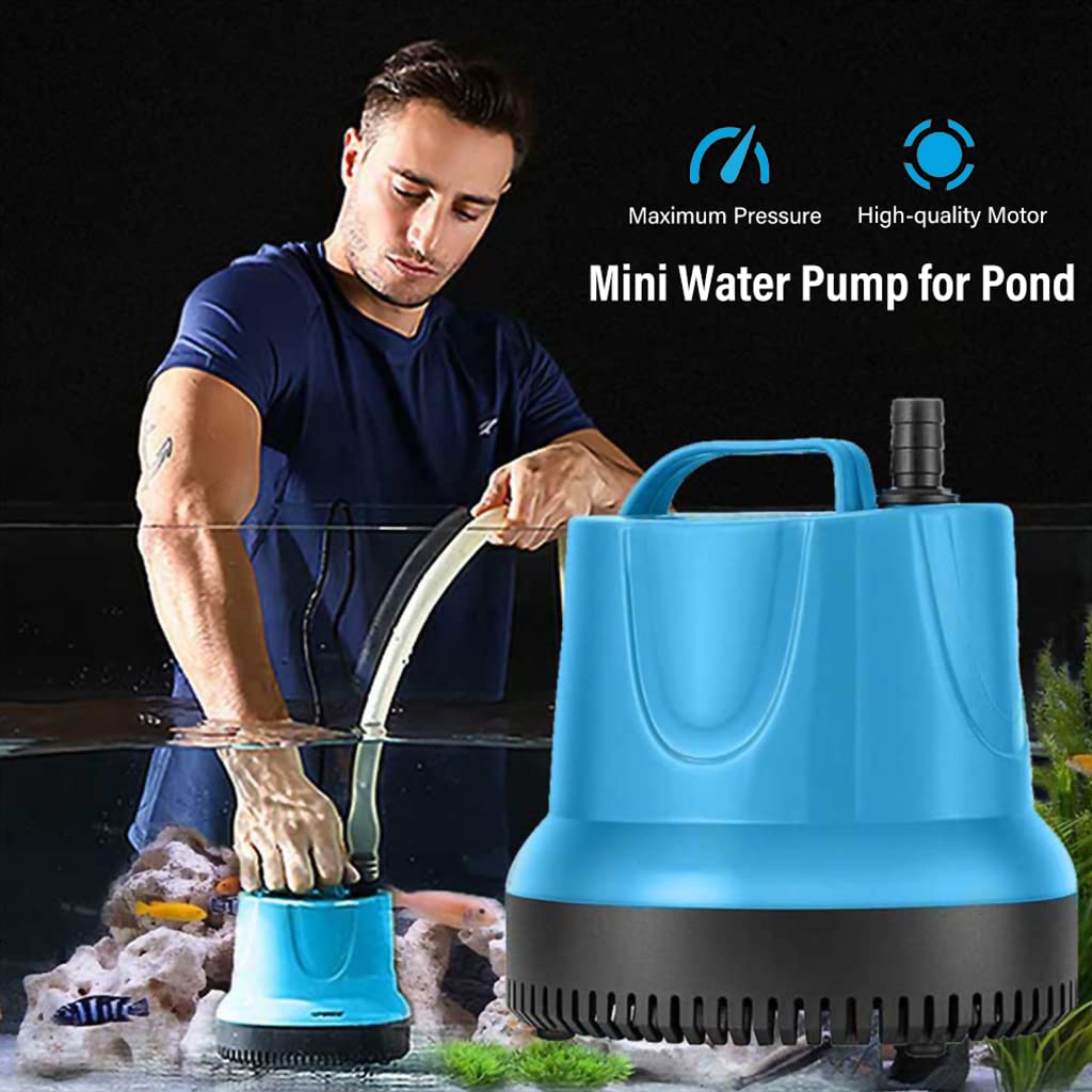 Qpets 3200L/H Submersible Water Pump Aquarium Water Pump for Water Changing Submersible Water Pump with Bottom Suction Cups Submersible Aquarium Air Pump for Fish Tank, Fountain