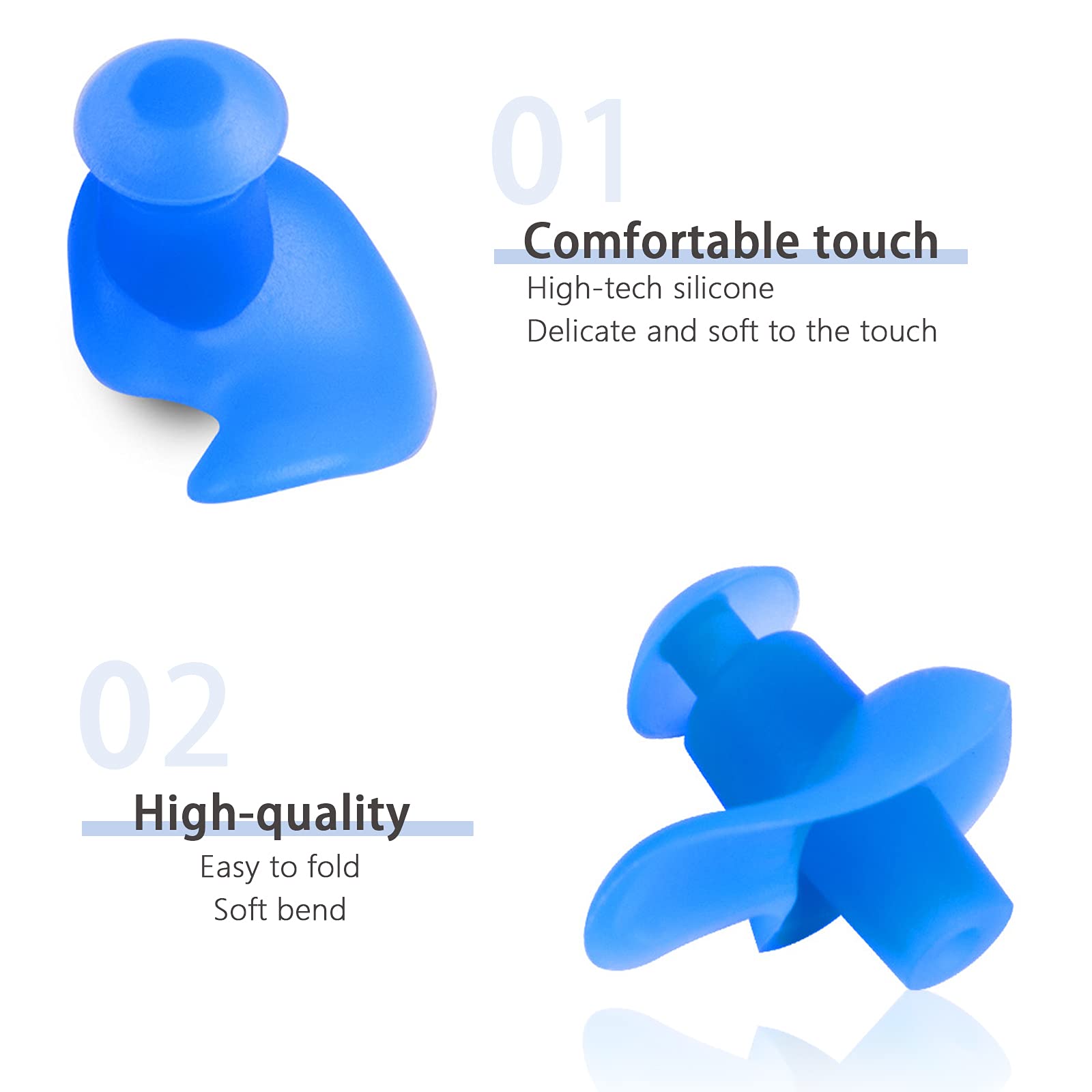 ZIBUYU Swimming Ear plugs for Men & Women Waterproof Silicone Ear Plugs for Swimming Soft Swim Earplugs with Storage Case Reusable Ear Plugs for Swimming adult, Surfing, Snorkeling - 3 Pair