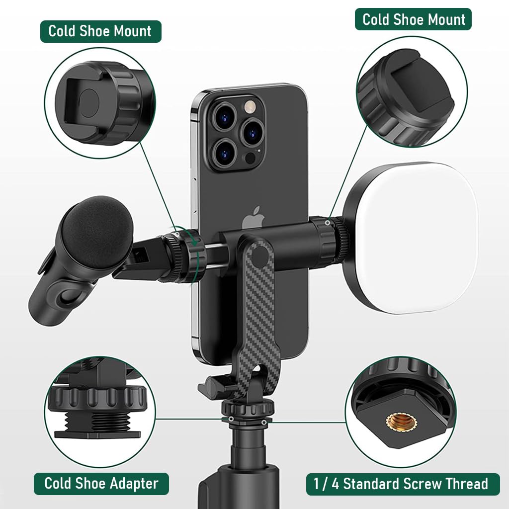 ZORBES Phone Mount for Tripod Stand, Smartphone Mount Adapter for Tripod Stand Retractable Phone Holder 360° Rotates and 180° Tilts Angle Universal 1/4