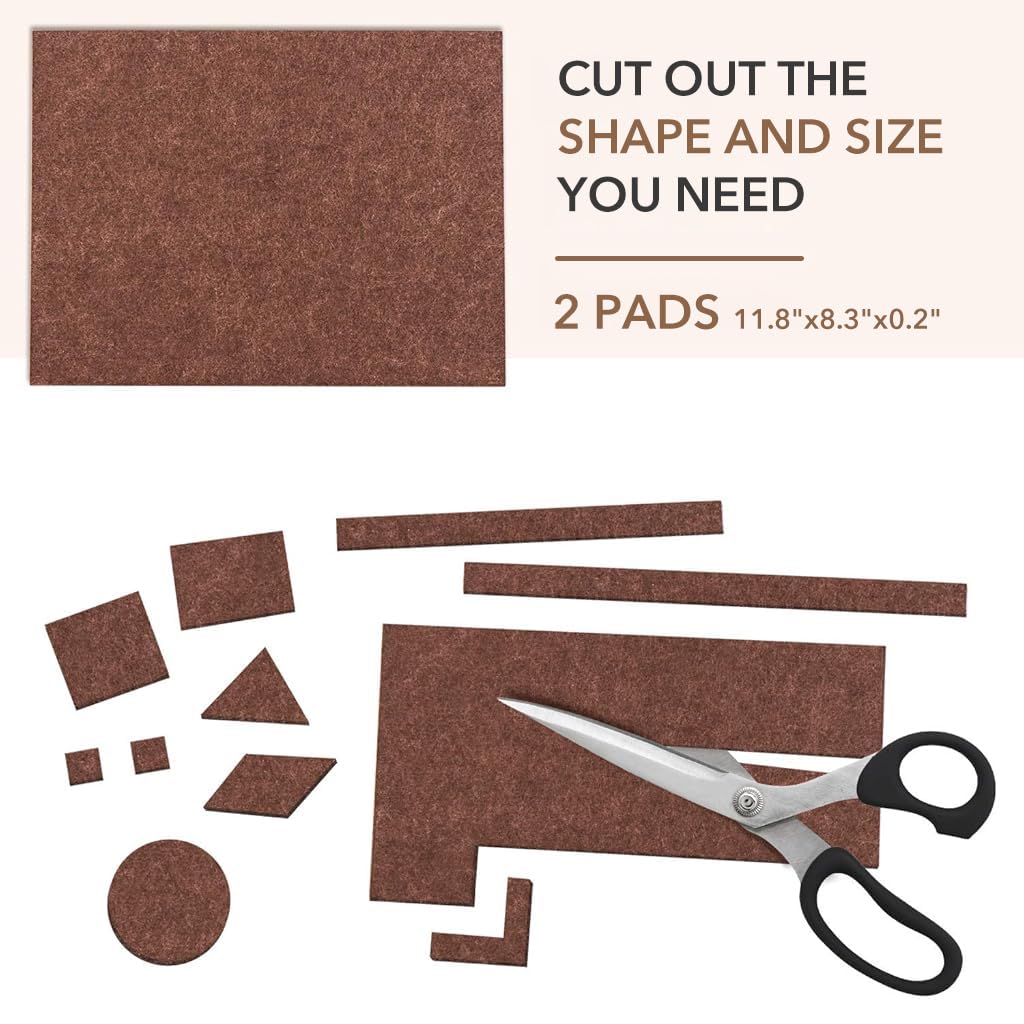 HASTHIP 2Pcs Furniture Pads 21x30cm Non-adhesive Square Felt Furniture Pads Thicken Noise Reduction Floor Protector Customized Cuttable Felt Furniture Pads with Double-side Adhesive Sticker