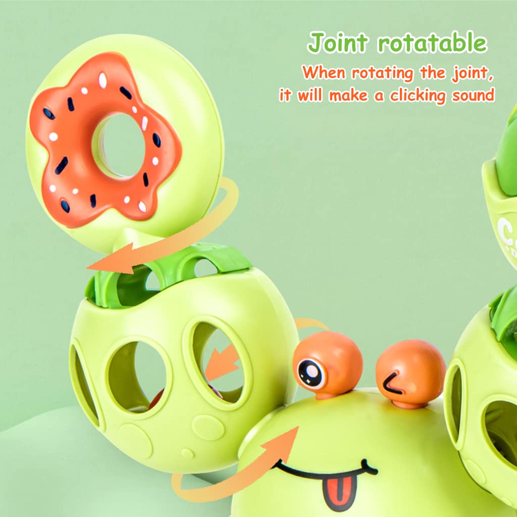PATPAT Rattles for Baby 0-6 Months Cartoon Crab Sensory Teething Toys for Babies 360 ° Rotation Rattle Toy BPA-Free Soothing Toy Toddler Activity Toys New Born Baby Toys Gifts for Boys Girls- Green