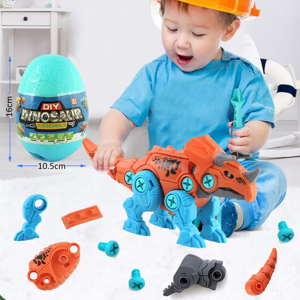 PATPAT Dinosaur Toys for Kids STEM Construction Building Toys for Kids Dinosaur Toy with Screwdriver Dinosaur Egg Assembling Building Blocks Birthday Gifts for 3-8 Year Old Boys Girls (Triceratops)